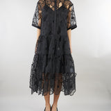 Abito Nero a balze M6EW01 100 MEIMEIJ 