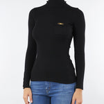 Maglia Nero a costine con taschino MK11B56E2 110 ELISABETTA FRANCHI 