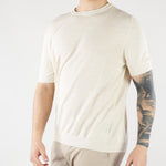 Maglia Beige in puro lino e cotone B9AB0030 417 AMARANTO 