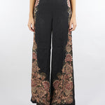 Pantaloni Nero a palazzo jacquard con stampa TP2041 12742 TWIN SET 