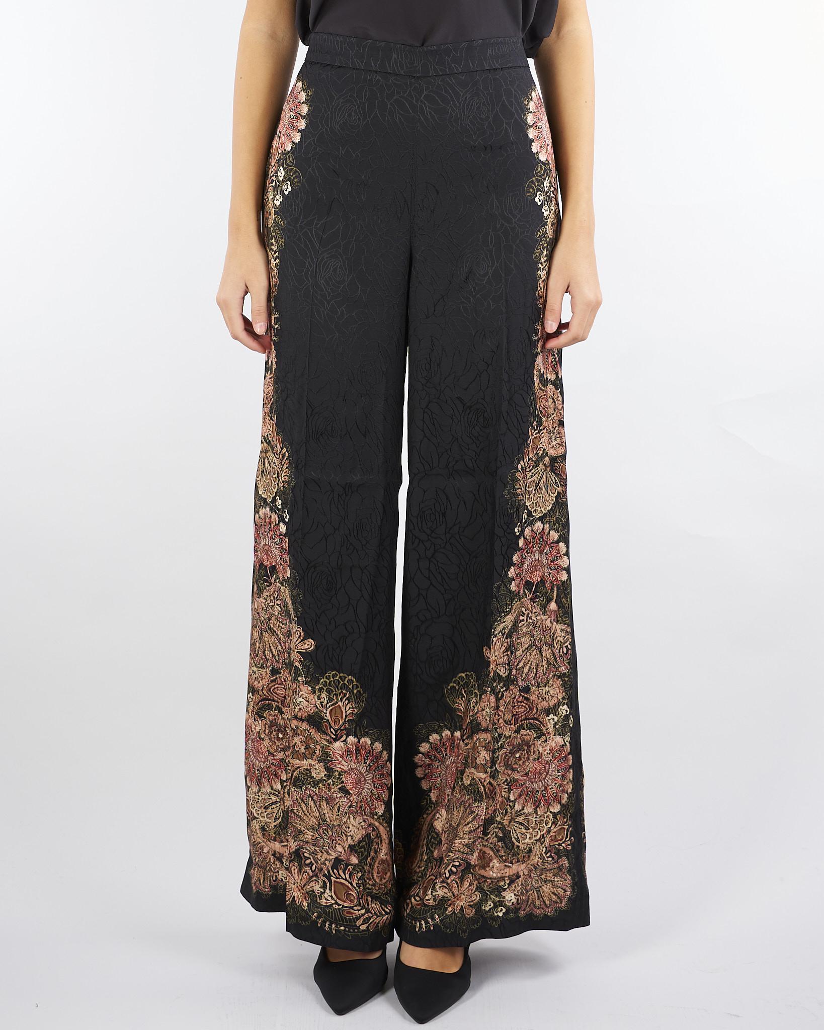 Pantaloni Nero a palazzo jacquard con stampa TP2041 12742 TWIN SET 