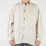 Camicia Panna-Marrone a righe in cotone oversize CA3636 25 I'M BRIAN 