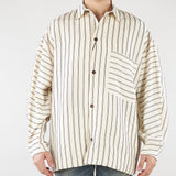 Camicia Panna-Marrone a righe in cotone oversize CA3636 25 I'M BRIAN 