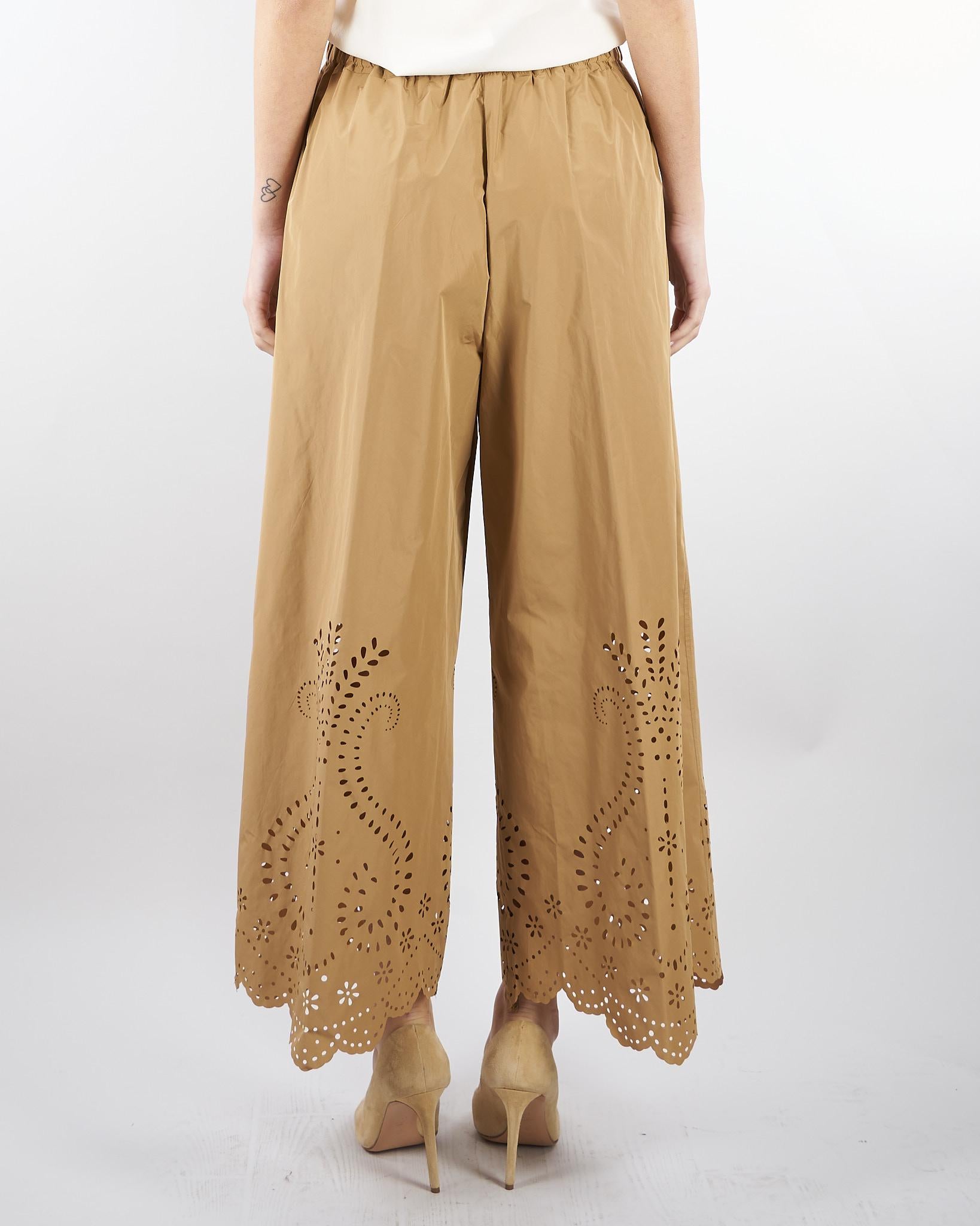 Pantalone Biscotto cropped con ricamo laser M6PD01 296 MEIMEIJ 