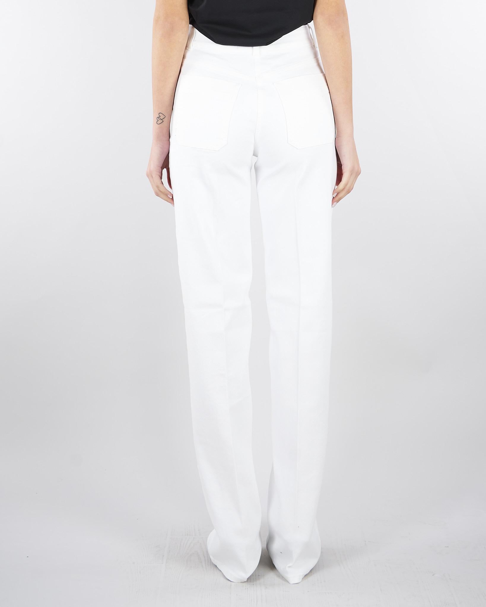 Jeans dritto Avorio in bull di cotone con accessori gold PJ25D61E2 360 ELISABETTA FRANCHI 