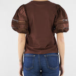 T-shirt Coffe con maniche a sbuffo e ricamo sangallo TT2260 12110 TWIN SET 