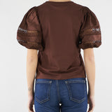 T-shirt Coffe con maniche a sbuffo e ricamo sangallo TT2260 12110 TWIN SET 
