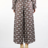 Pantalone Marrone ampio in seta TORTONA 1 MAX MARA WEEKEND 