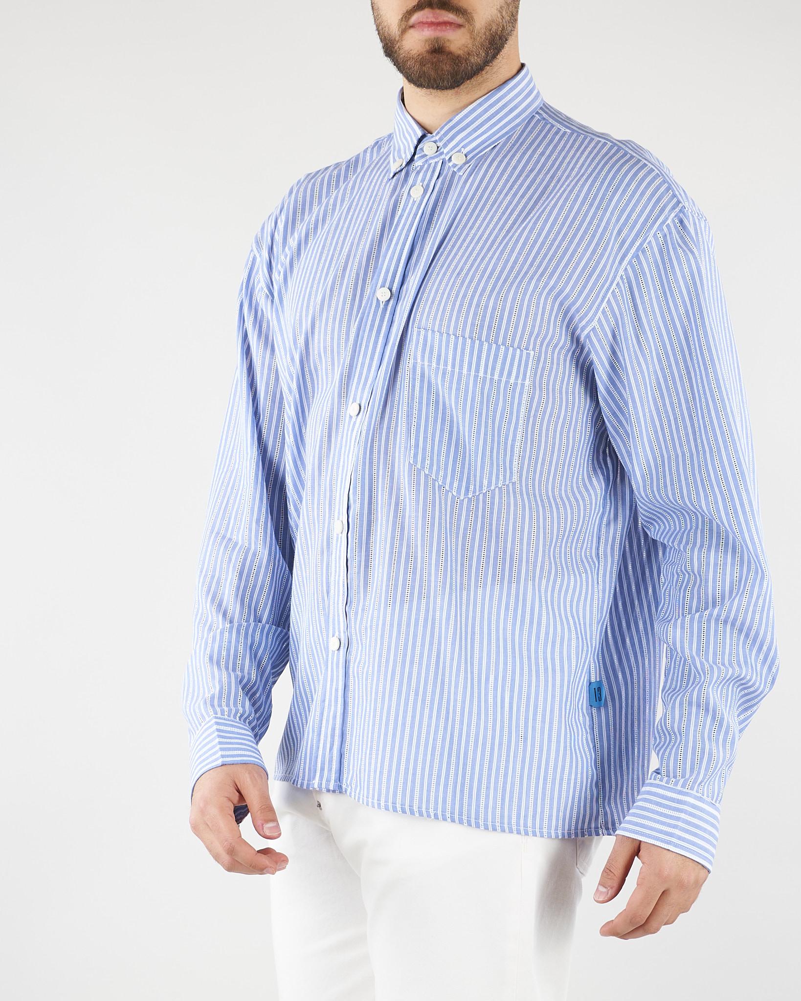 Camicia Blu-Bianco a righe in cotone CAU3DICI065 31 3DICI 