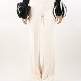 Pantalone palazzo in crêpe stretch con rivetto logo Elisabetta Franchi