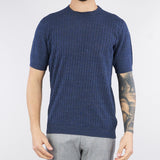 Maglia Blu in misto lino e cotone