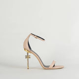 Sandali in pelle con tacco logo Elisabetta Franchi