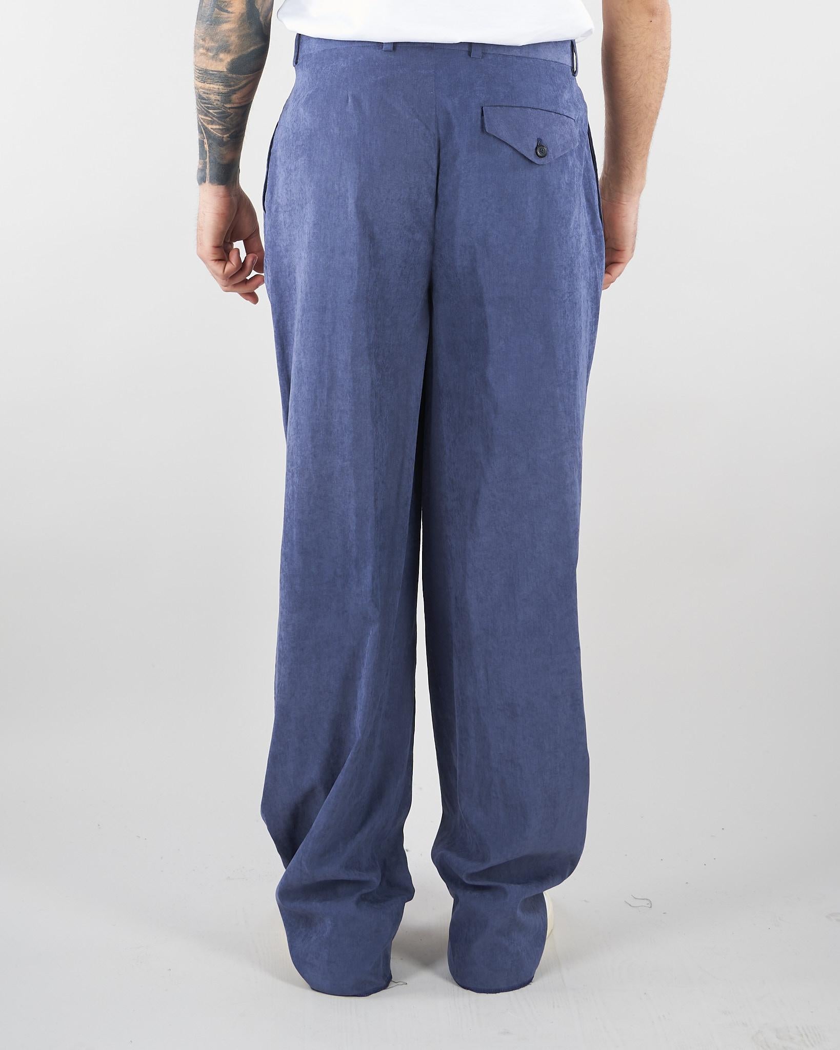 Pantaloni Blu con pences in tessuto effetto cupro EM005614TE20601 UB047 EMPORIO ARMANI 