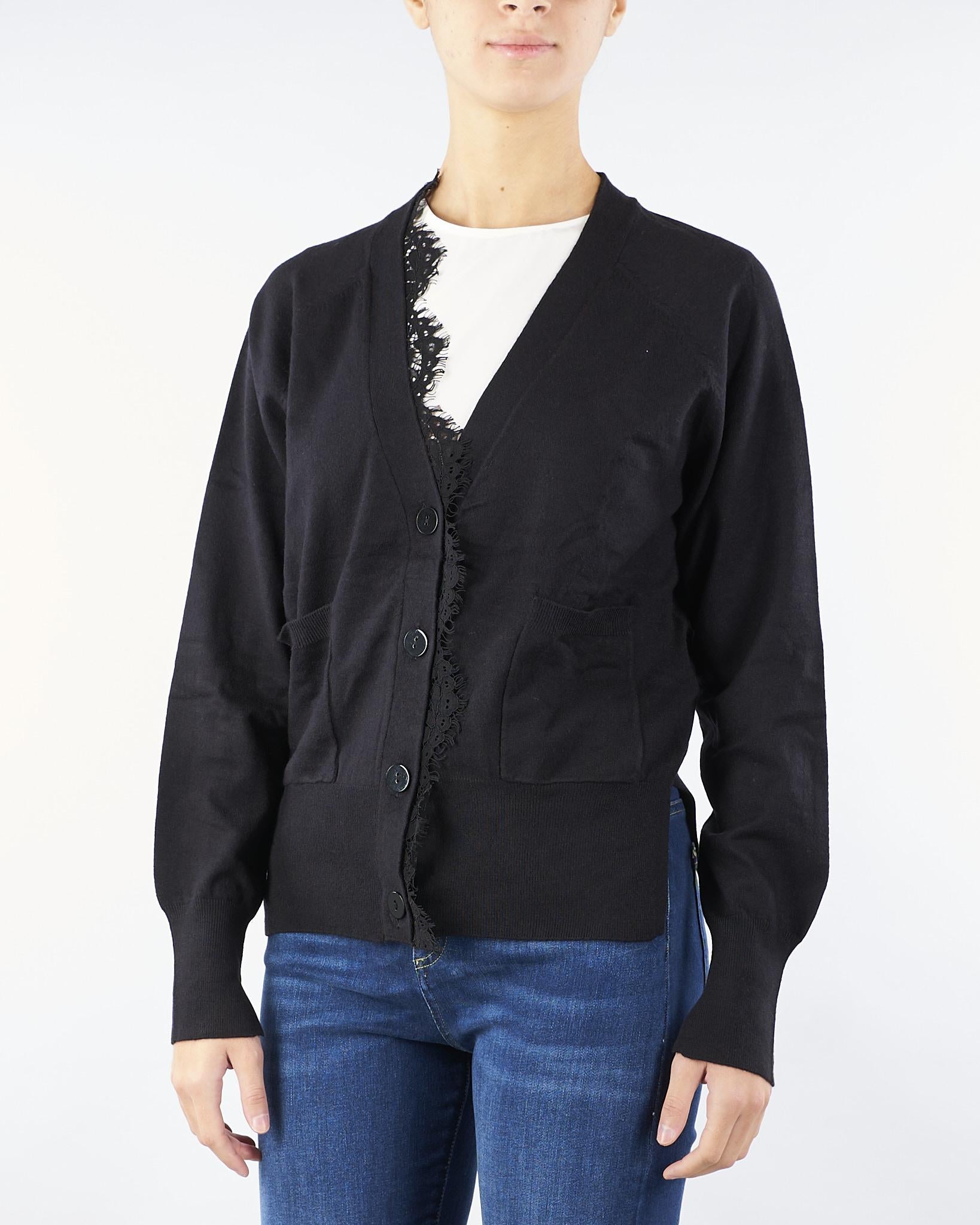 Cardigan Nero con inserti in pizzo NS241 99 NO SECRETS 