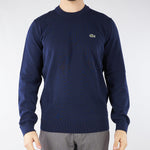 Pullover Blu girocollo monocromatico in cotone AH1985 166 LACOSTE 