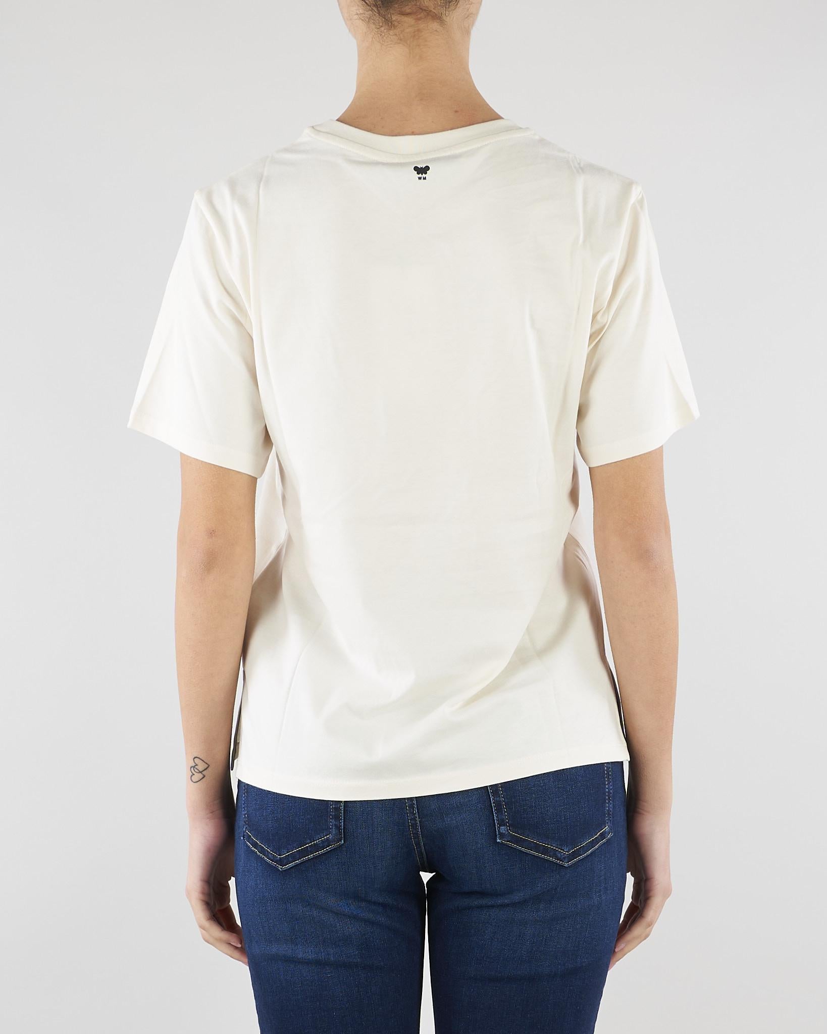T-shirt Crema in cotone con stampa e ricami WKDWEST 5 MAX MARA WEEKEND 