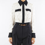 Camicia Milk-Nero bi-color in georgette CAS0156E2 EF1 ELISABETTA FRANCHI 