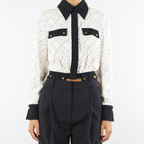 Camicia Milk-Nero bi-color in georgette CAS0156E2 EF1 ELISABETTA FRANCHI 