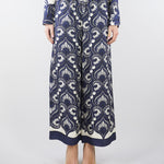 Pantalone Blu-Bianco in seta stampata. WKDOTTICO 1 MAX MARA WEEKEND 