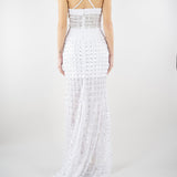 Abito Bianco con ricamo in pietre e paillettes 721516 1 PERLAROSSA 