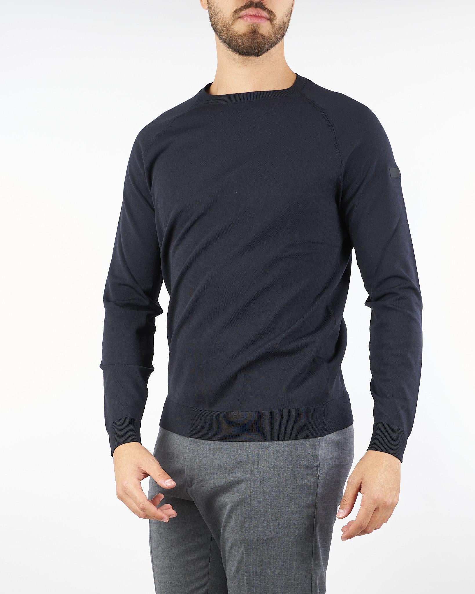 Maglia Blu Amos Cotton Round Knit W25120 60 RRD 