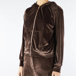 Felpa Cioccolato in velluto con logo in strass sul retro NS152 85 NO SECRETS 