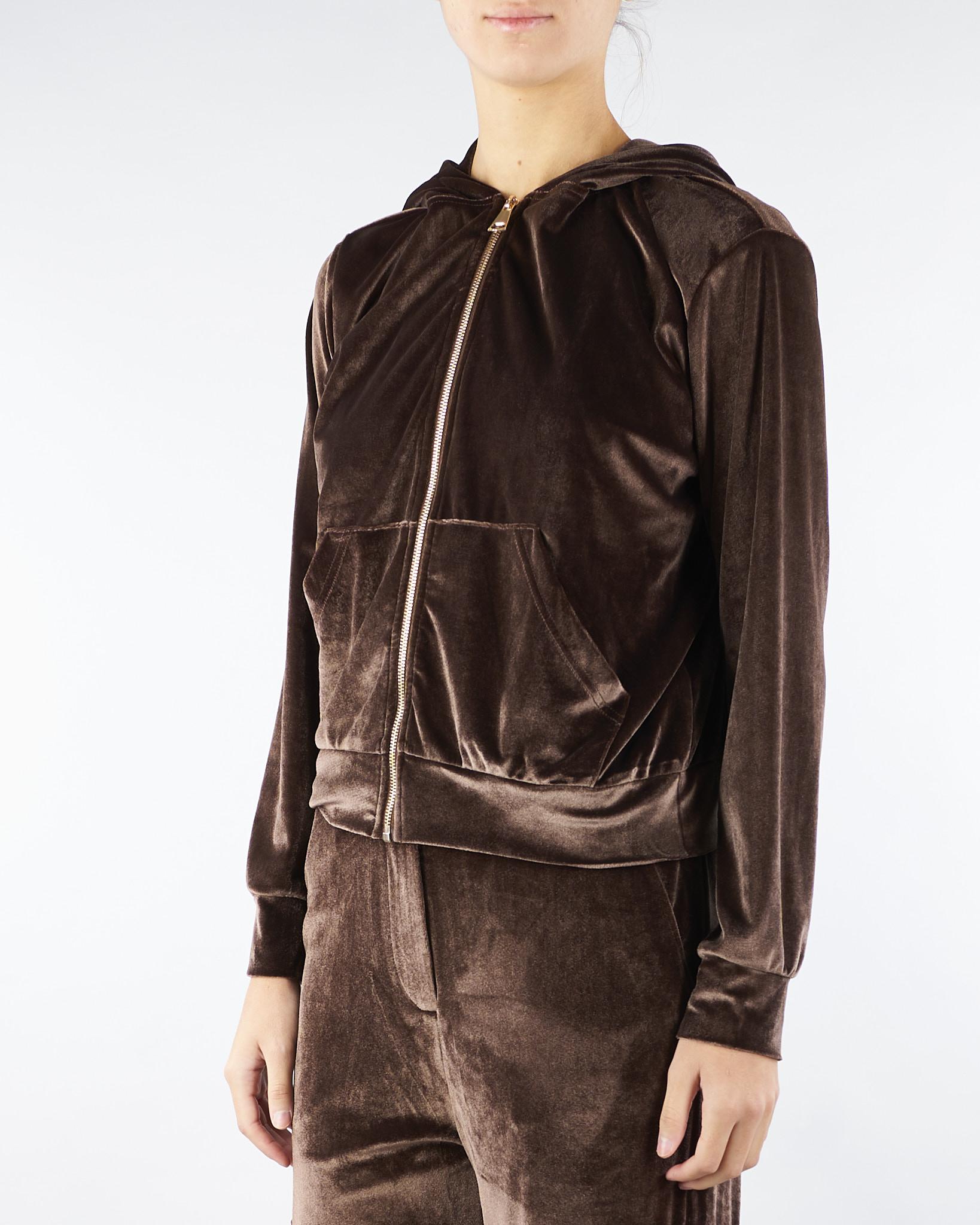 Felpa Cioccolato in velluto con logo in strass sul retro NS152 85 NO SECRETS 