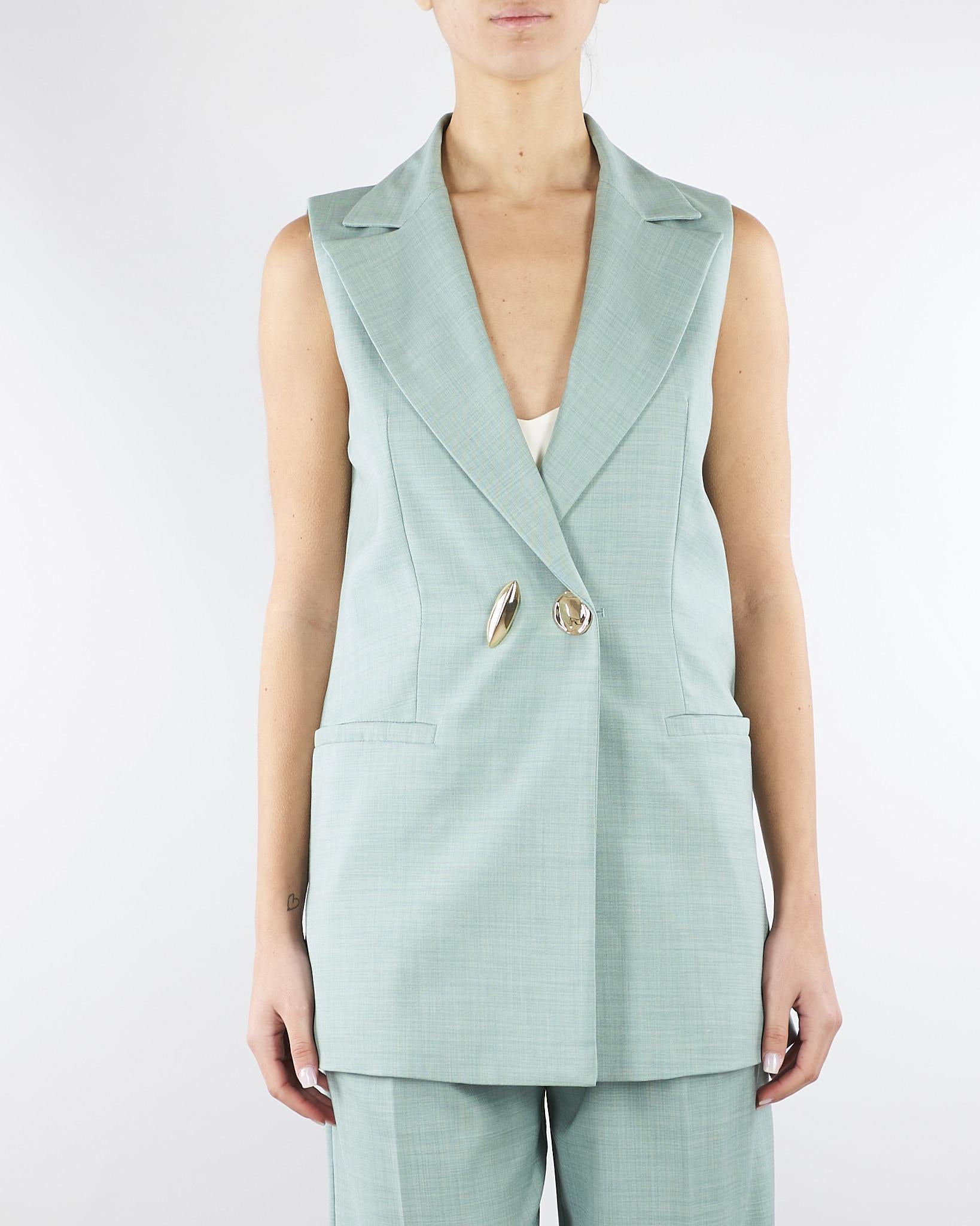 Gilet Salvia in tramato light GL00101TTEL0014 V0768 SIMONA CORSELLINI 