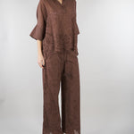 Camicia Marrone a kimono in mussola con ricamo sangallo D48EK022EN0 MFB24 ERMANNO BY ERMANNO SCERVINO 