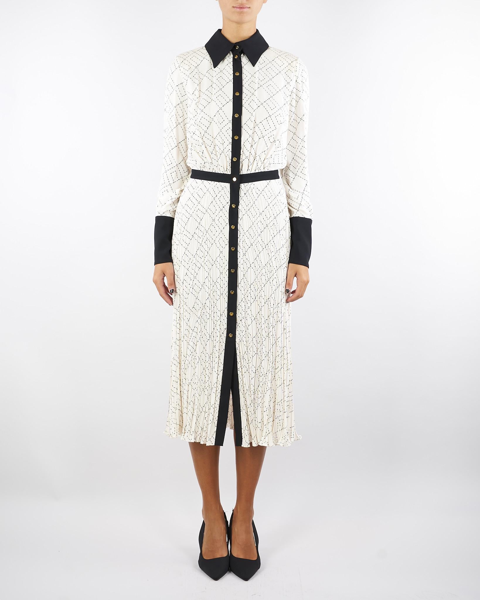 Abito Milk-Nero bi-color in georgette di viscosa ABS0256E2 EF1 ELISABETTA FRANCHI 