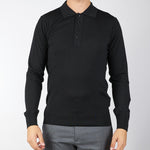 Maglia Polo Nero in lana merinos extrafine A010F001 9000 PAOLO PECORA 