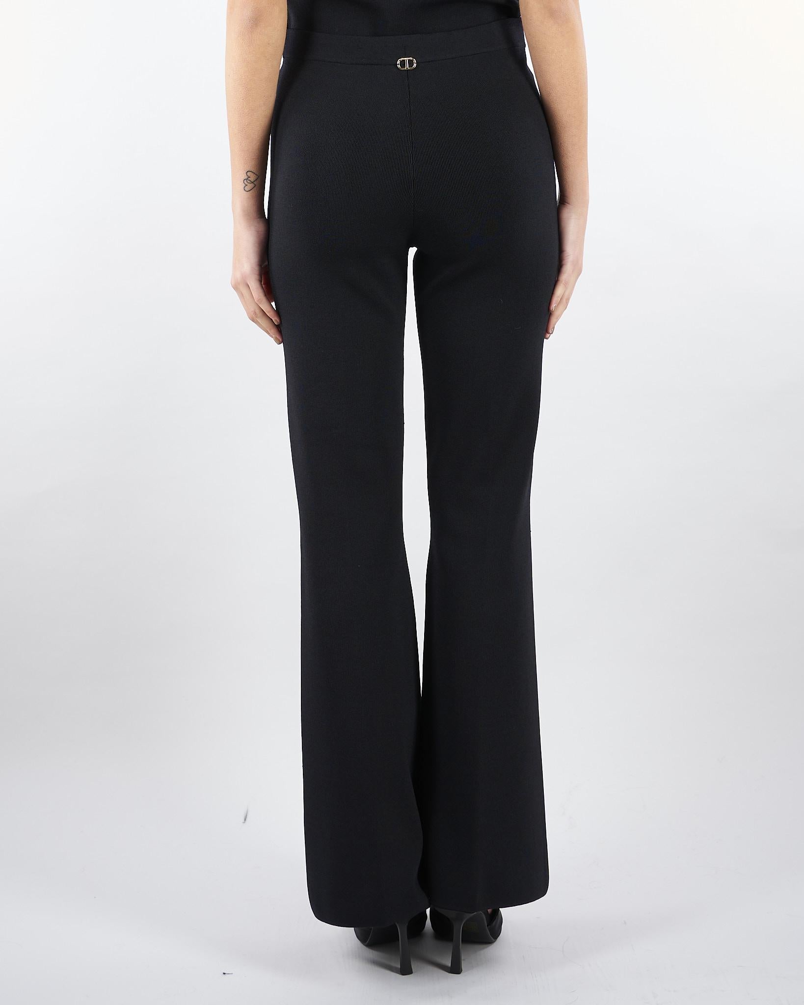 Pantaloni flare Nero in maglia TP3206 6 TWIN SET 