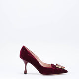 Decollette in vellutto con accessorio Francesco Sacco