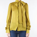 Camicia Verde Olio in georgette laminata ACT15105CA0585 50 ACTUALEE 