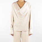 Blusa Champagne in raso con scollo morbido A3429420 91 CLIPS 