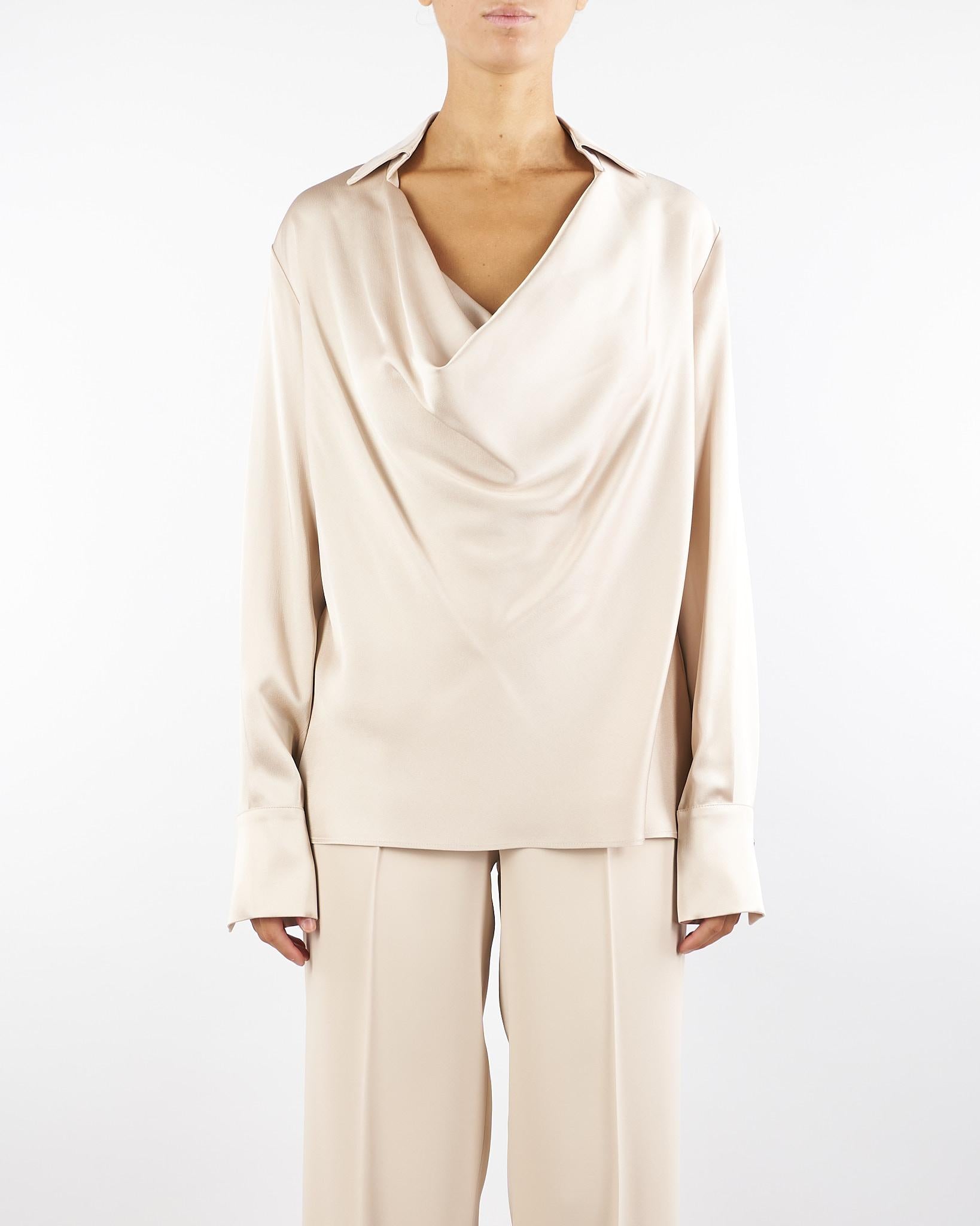 Blusa Champagne in raso con scollo morbido A3429420 91 CLIPS 