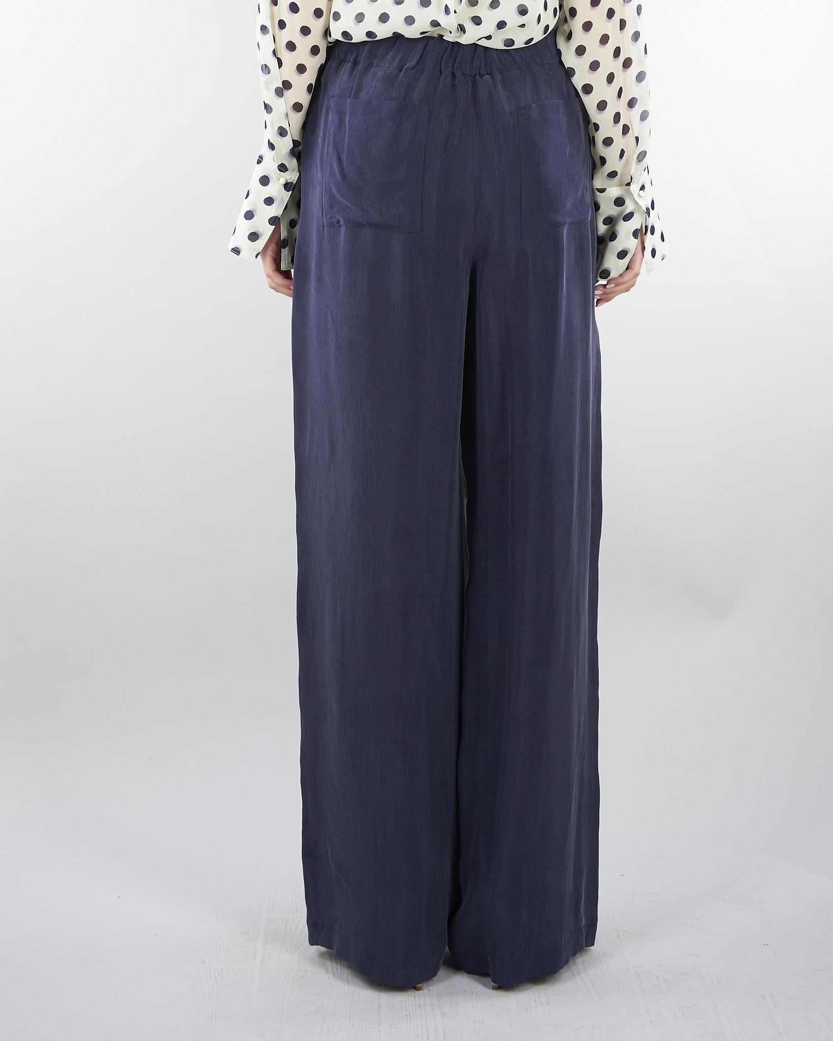 Pantaloni Blu ampi in tessuto fluido PBBUNDICI 3 PENNY BLACK 
