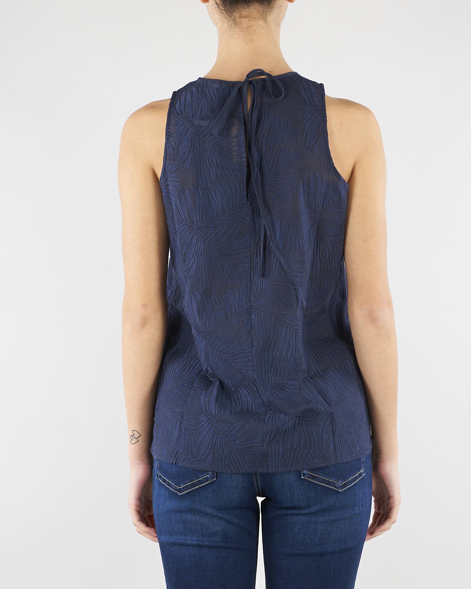 Top Blu in mussola ricamata PBBPOLIS 3 PENNY BLACK 