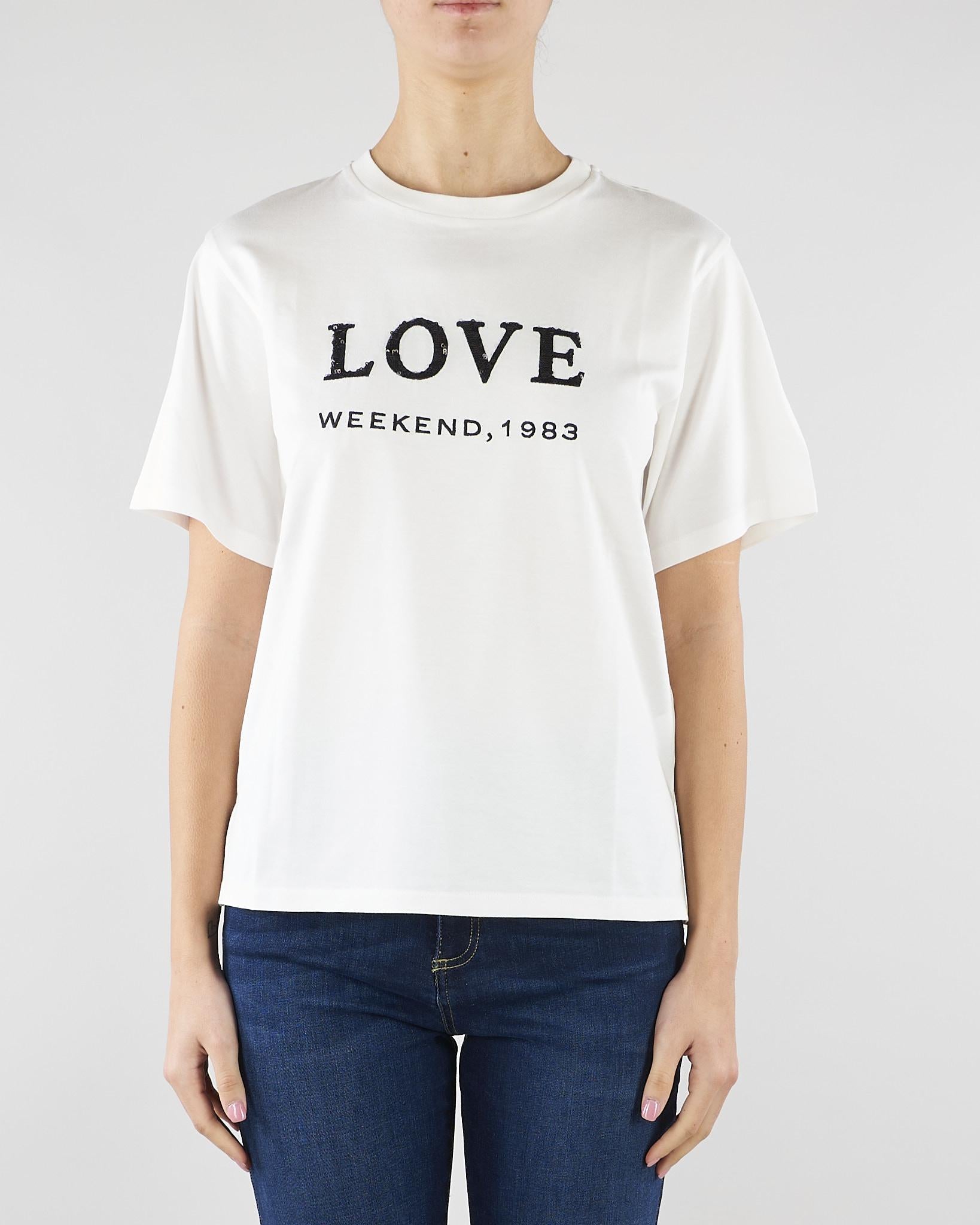 T-shirt Bianco in jersey con stampa e ricamo WKDAGILE 1 MAX MARA WEEKEND 