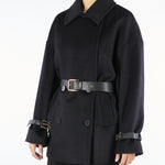 Giaccone Nero doppiopetto in drap di pura lana PAUSA 13 MAX MARA STUDIO 