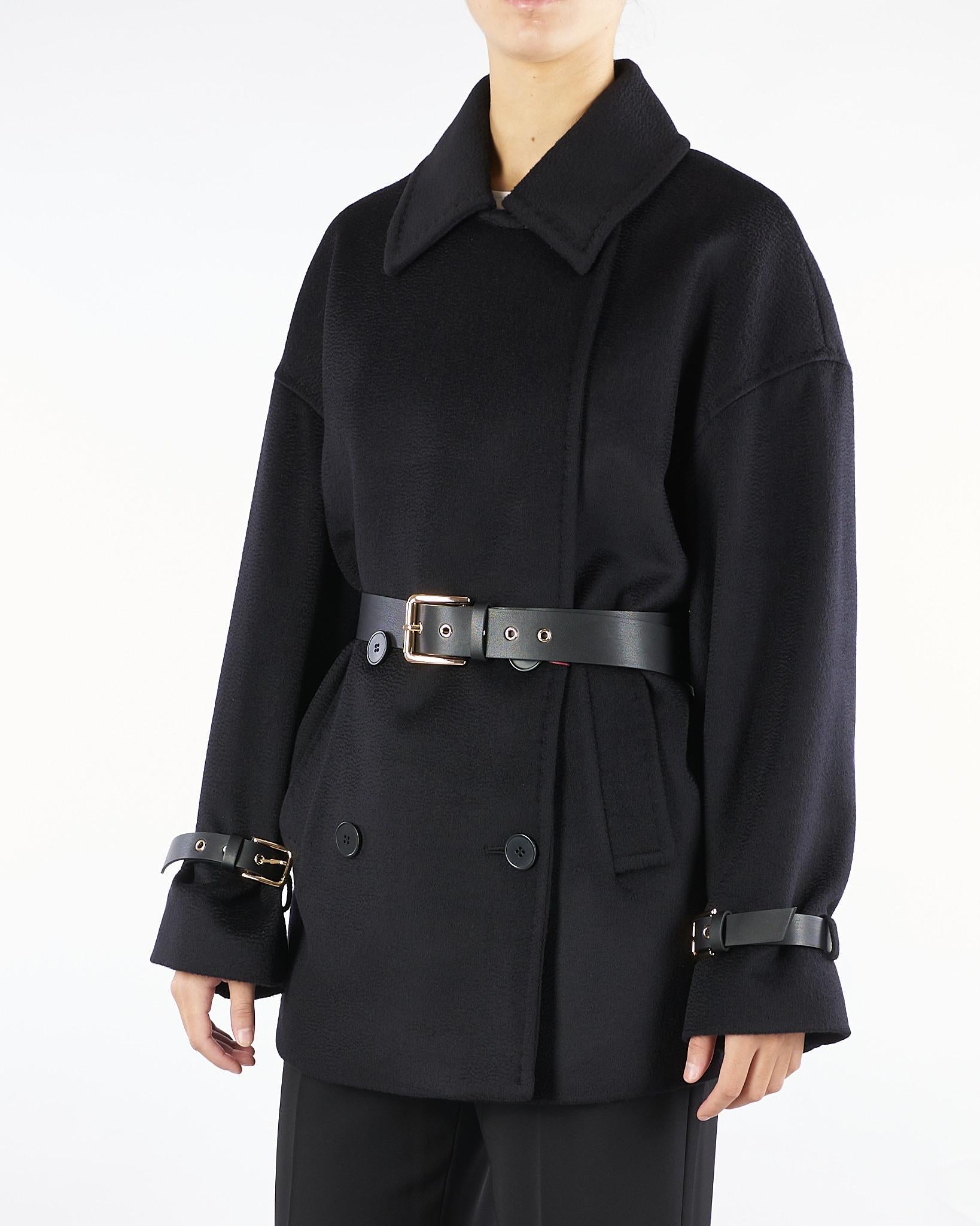 Giaccone Nero doppiopetto in drap di pura lana PAUSA 13 MAX MARA STUDIO 