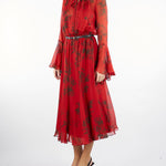 Abito Rosso a fantasia floreale in chiffon di pura seta KLENIA 1 MAX MARA STUDIO 