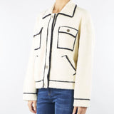 Cardigan Panna Nero con profili a contrasto RI5NT075 1041 ICONA 