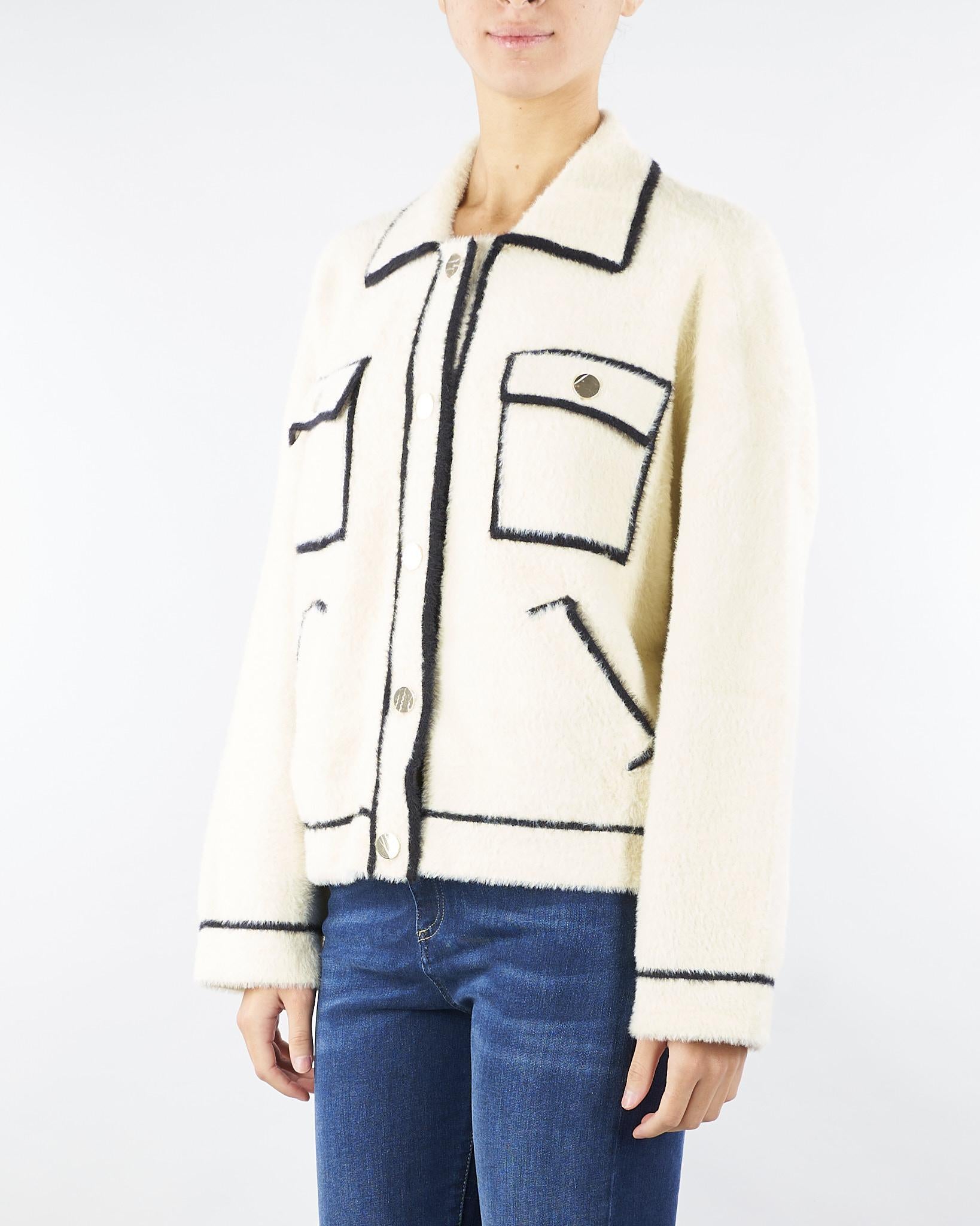 Cardigan Panna Nero con profili a contrasto RI5NT075 1041 ICONA 