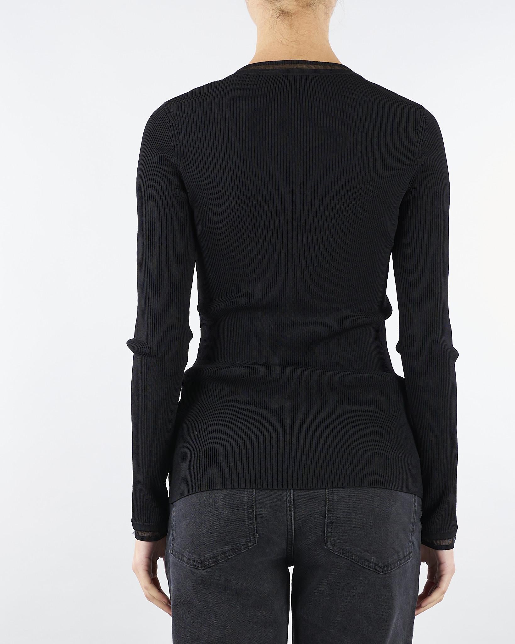 Maglia Nero a costine con logo gioiello MK13B56E2 110 ELISABETTA FRANCHI 