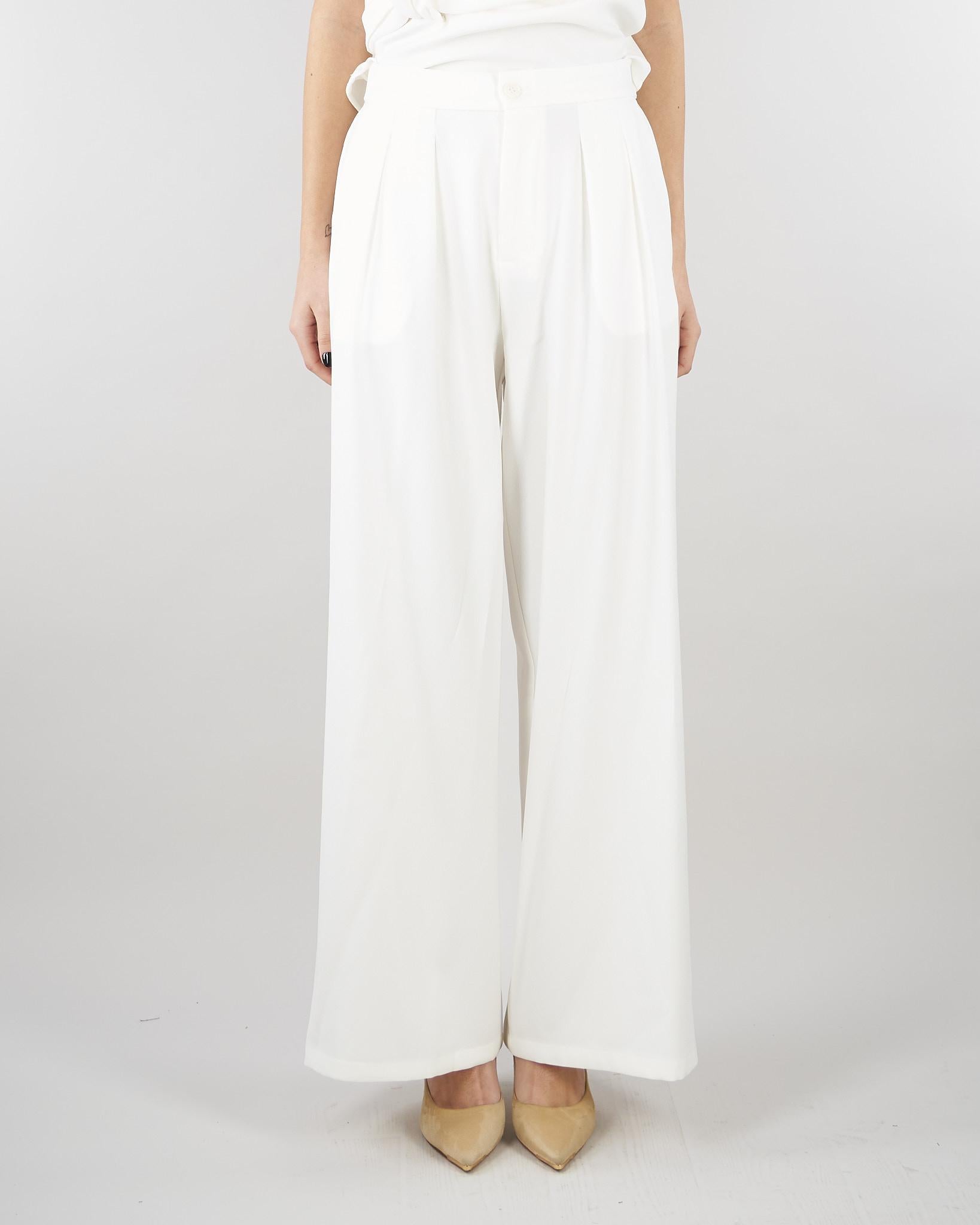 Pantalone Bianco wide leg con elastico SS260084 1 ELEH 