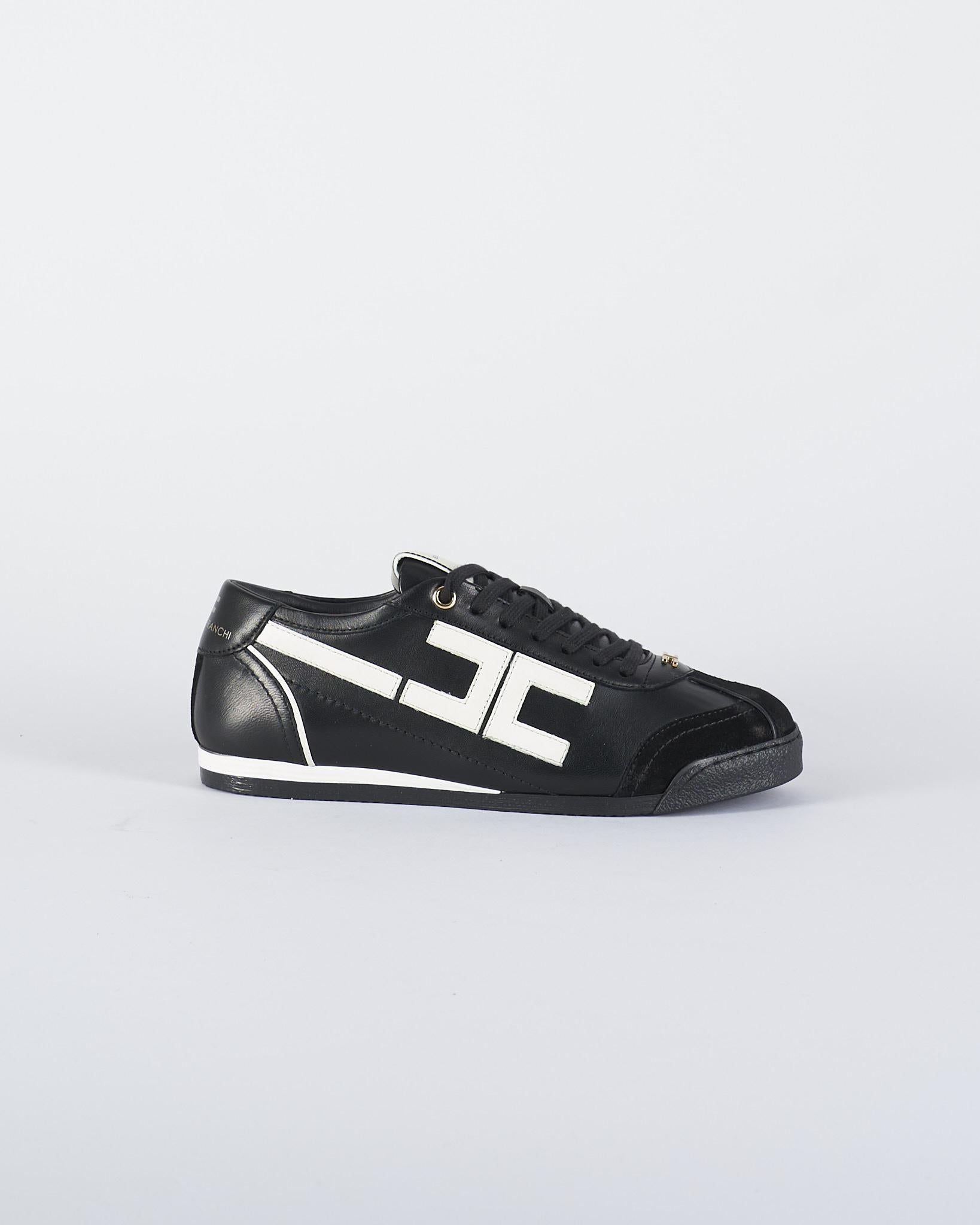 Sneaker Nero-Milk in pelle con dettaglio logo SA82G56E2 EF3 ELISABETTA FRANCHI 