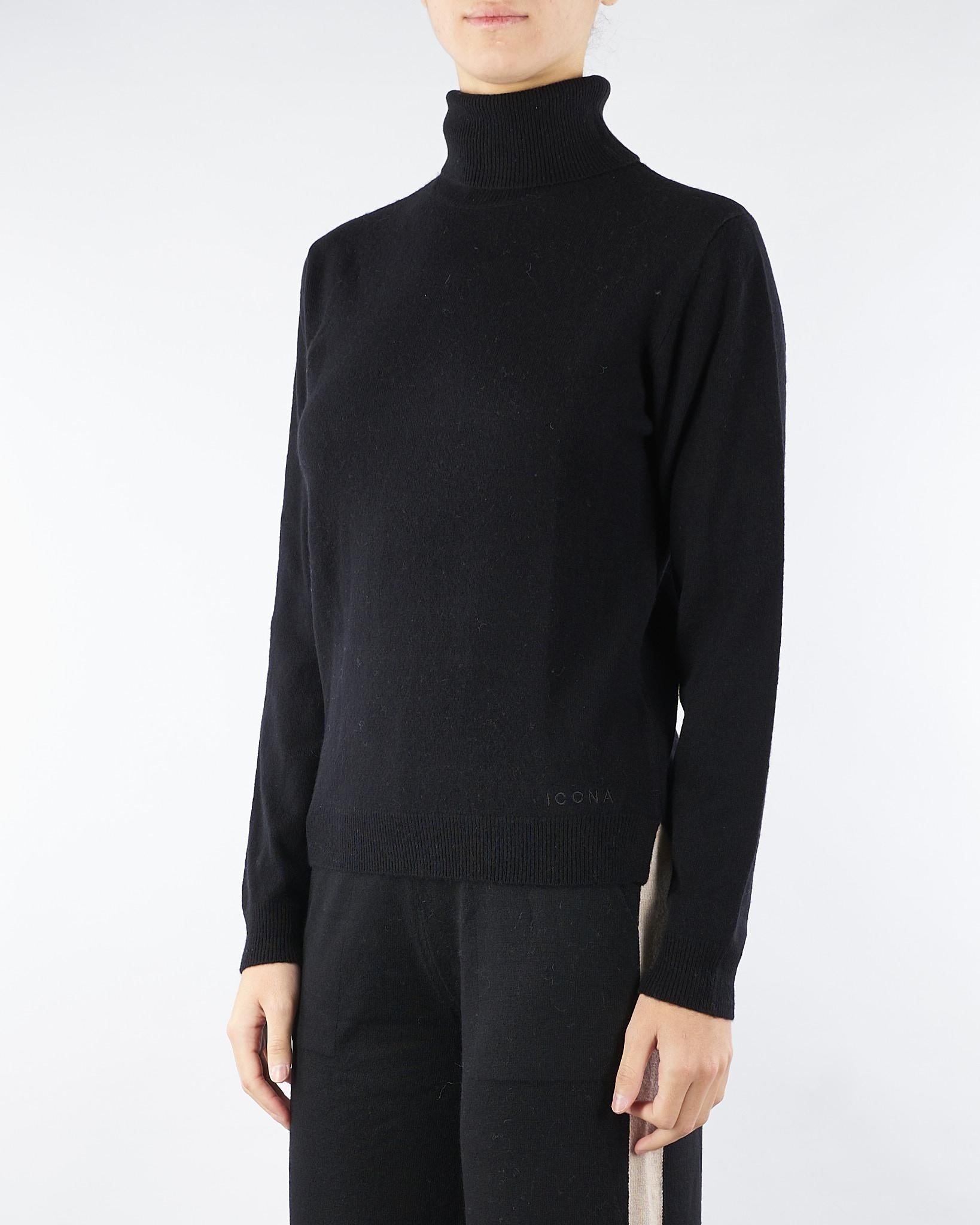 Maglia Dolcevita Nero in pura lana e cashmere RI5NT001 0001 ICONA 