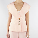 Giacca Rosa in cady senza maniche con ampio scollo GI01401TVIS0026 V0697 SIMONA CORSELLINI 