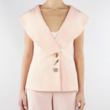 Giacca Rosa in cady senza maniche con ampio scollo GI01401TVIS0026 V0697 SIMONA CORSELLINI 